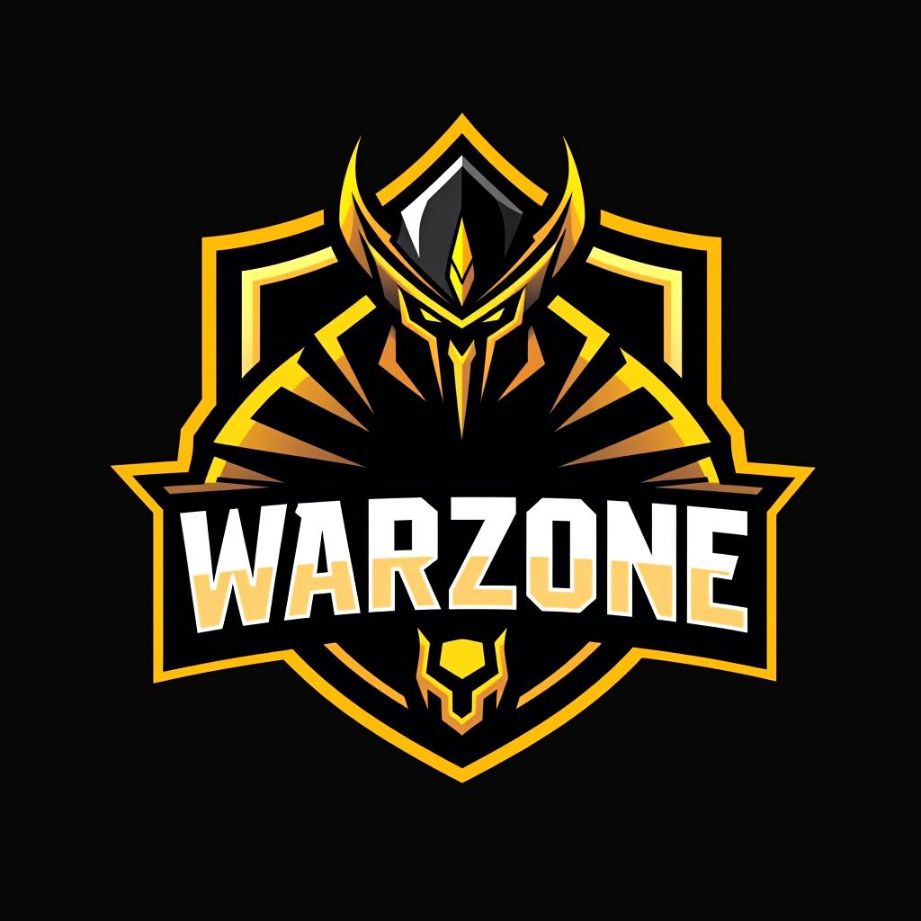  design a logo, esports logo, warrior theme, with text ‘warzone’, black and yellow color