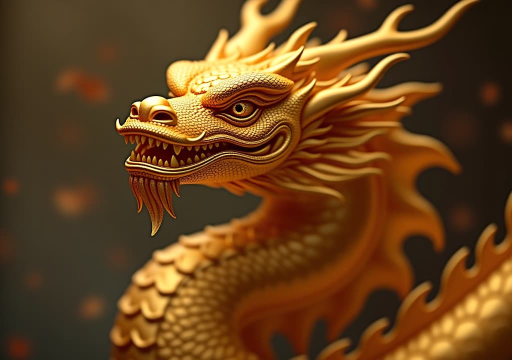  regal gold dragon with shimmering scales,