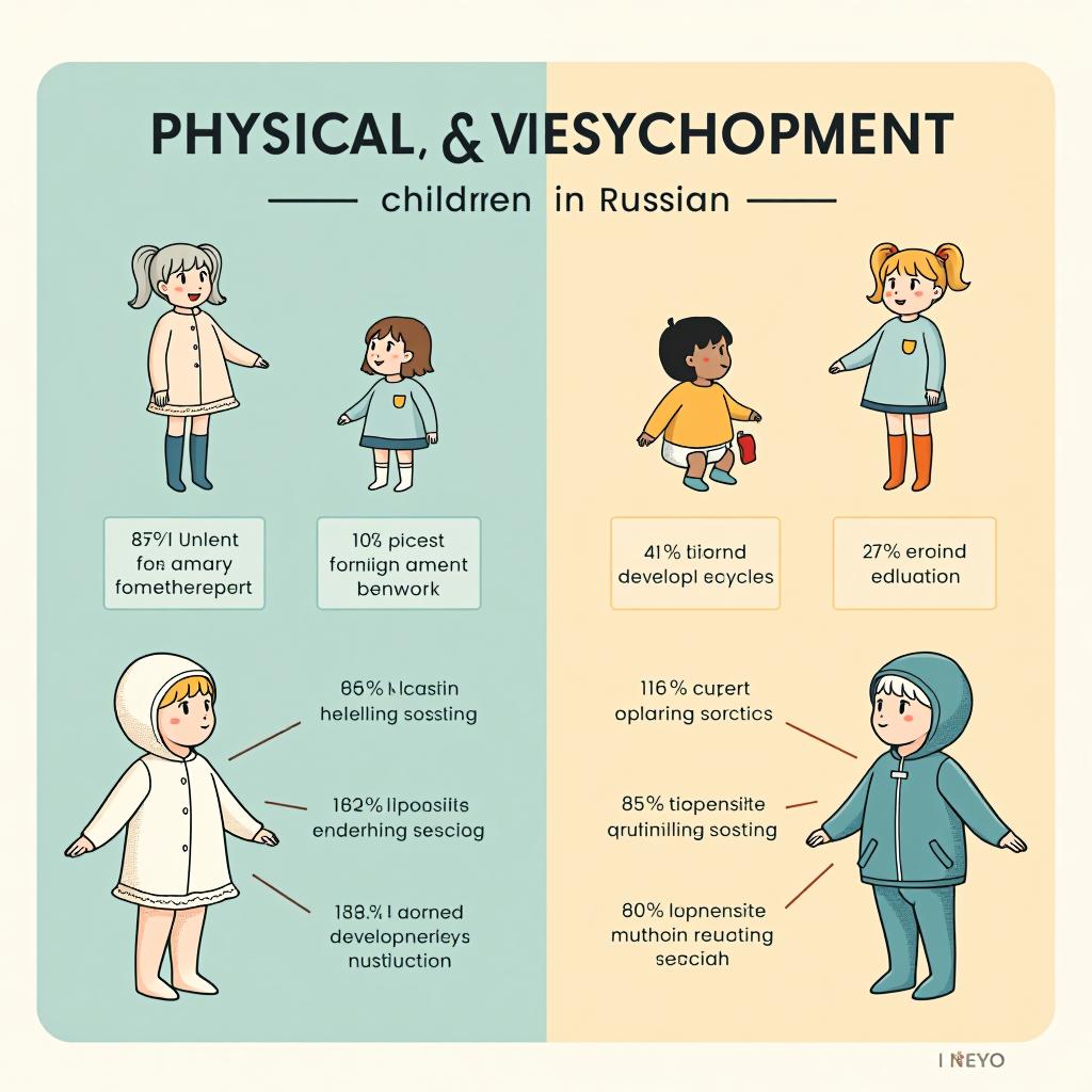  infographic on the physical and psychological development of children in russian.