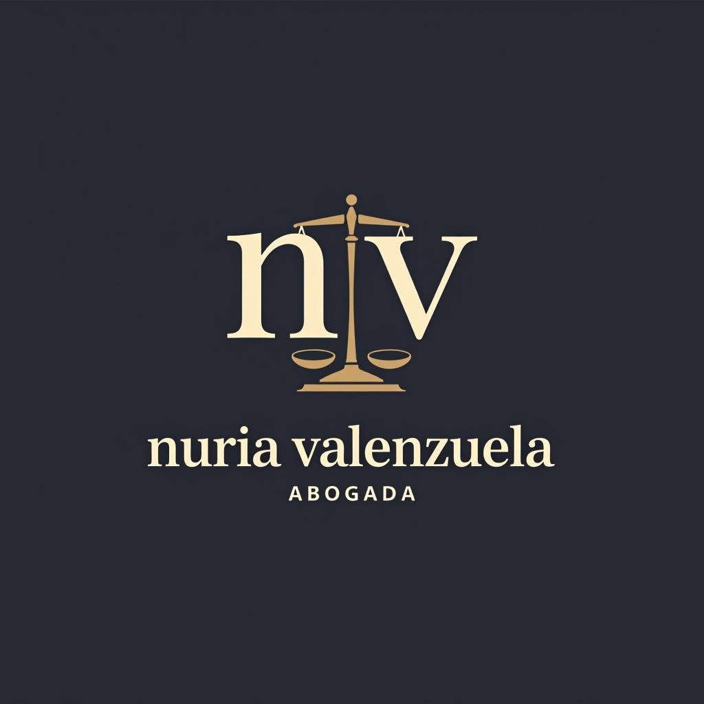  design a logo, despacho de abogados con balanza junto con las letras n y v, with the text 'nuria valenzuela abogada'.