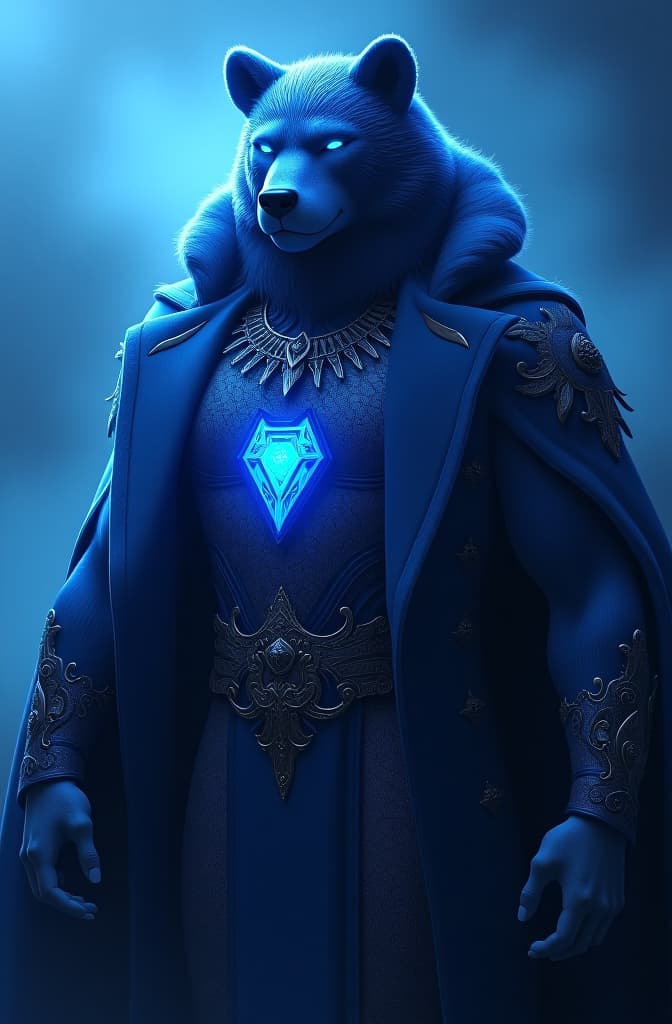  urso cantando, blue color, glam, power, glowing lights intricate, elegant, highly detailed, digital painting, artstation, concept art, smooth, sharp focus, illustration, art by artgerm and greg rutkowski and fra angelico and unreal engine 5 hyperrealistic, full body, detailed clothing, highly detailed, cinematic lighting, stunningly beautiful, intricate, sharp focus, f/1. 8, 85mm, (centered image composition), (professionally color graded), ((bright soft diffused light)), volumetric fog, trending on instagram, trending on tumblr, HDR 4K, 8K