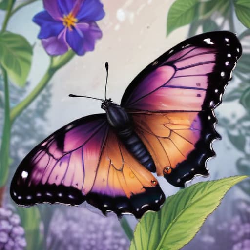 Dibujo mariposa morada in Arte de cómic style with Naturaleza background