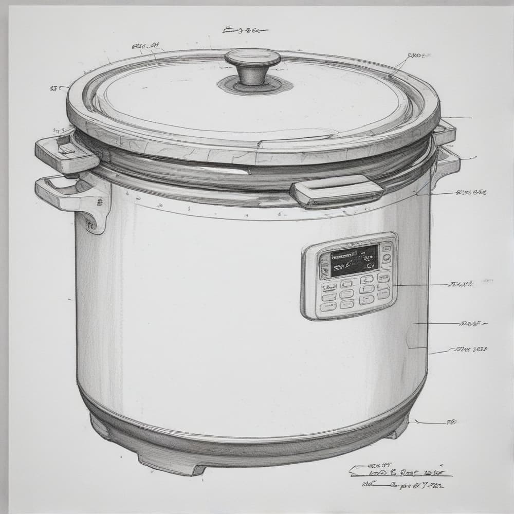 patent drawing style forCrock pot with a built in refrigerator