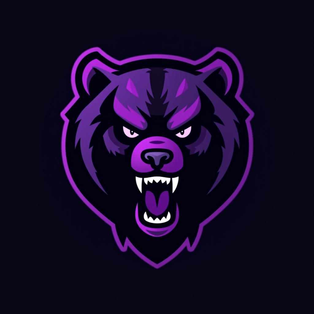  design a logo, esports logo, angry bear, black and purple color