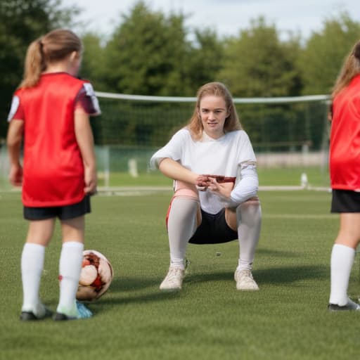 Jugendlicher mit Spielkonsole auf Fußballplatz