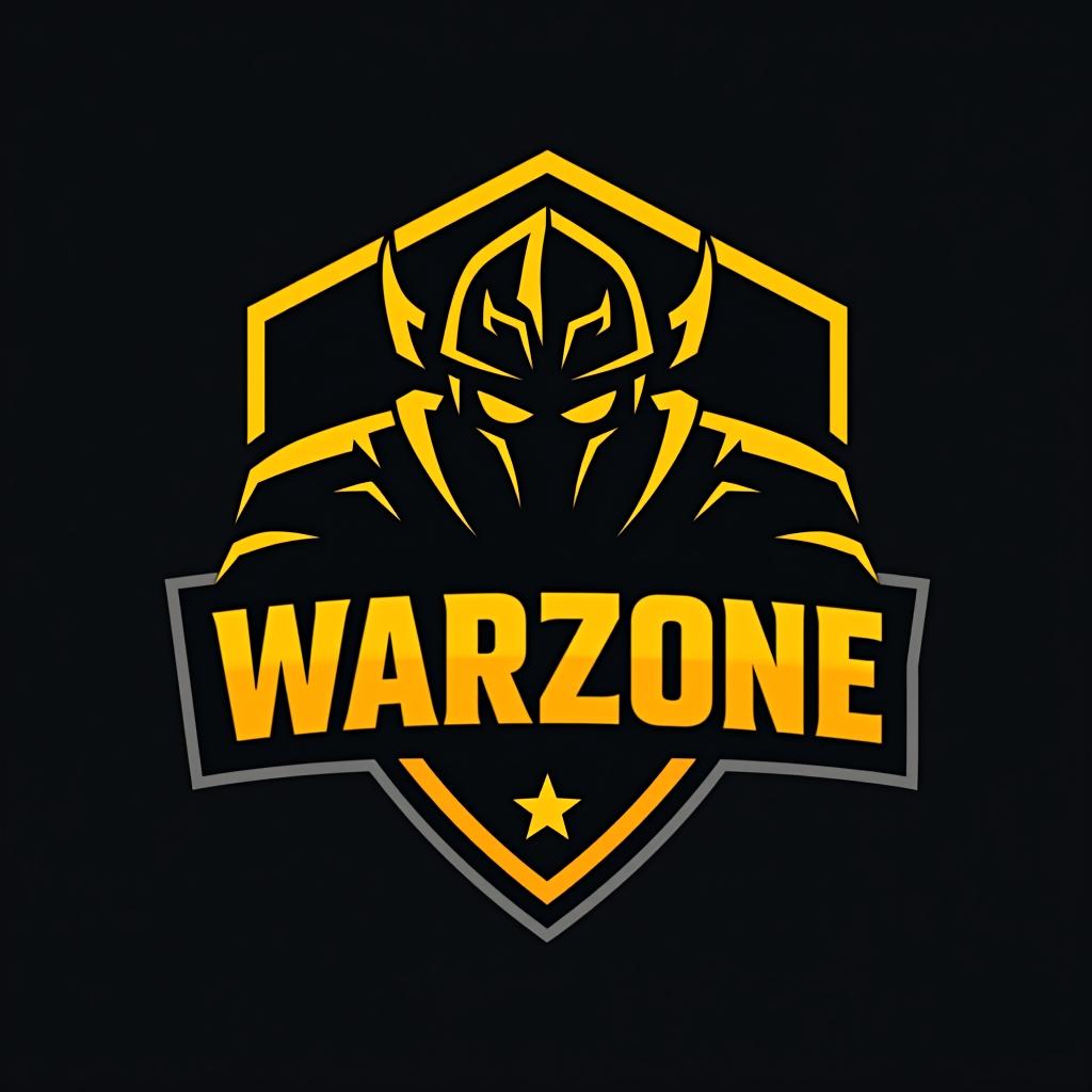  design a logo, esports logo, warrior theme, with text ‘warzone’, black and yellow color