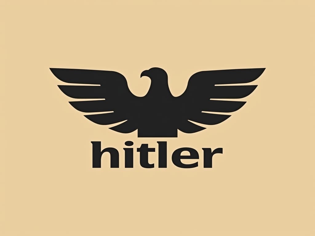  design a logo, in a minimalism style. logo de nombre “hitler” con aguila envuelta en llamas , with the text 'hitler'.