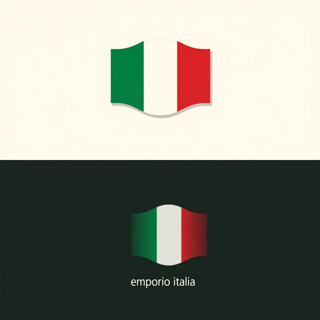  design a logo, mi fai un logo per un negozio online che vende prodotti alimentari italiani che si chiama emporio italia usando anche un tovagliato a quadretti bianco e rosso, with the text 'emporio italia'.