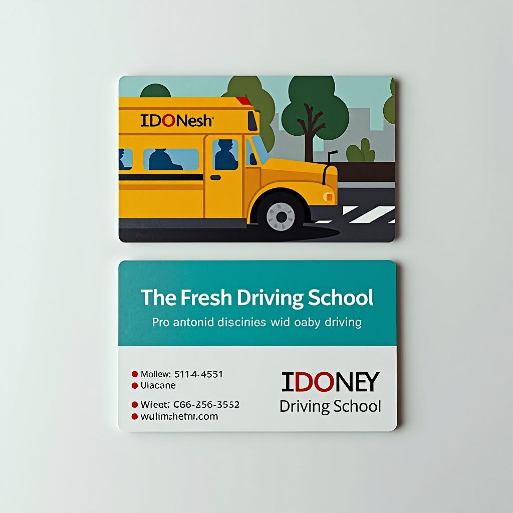  business card for the fresh driving school.