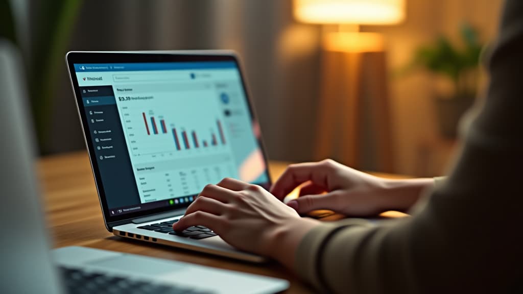  , an open laptop showing a financial planning app being used, emphasizing modern tools for budgeting. hyperrealistic, full body, detailed clothing, highly detailed, cinematic lighting, stunningly beautiful, intricate, sharp focus, f/1. 8, 85mm, (centered image composition), (professionally color graded), ((bright soft diffused light)), volumetric fog, trending on instagram, trending on tumblr, HDR 4K, 8K