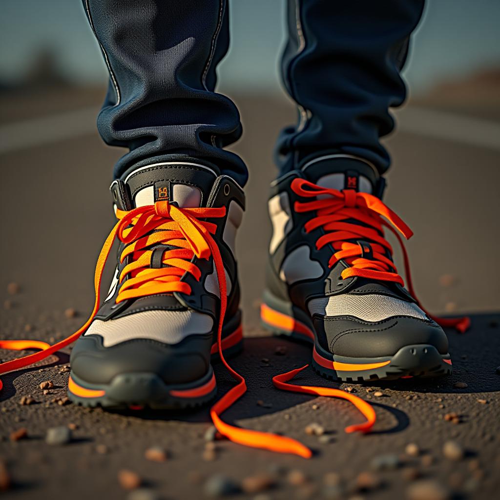  creative advertising for strong orange shoelaces.