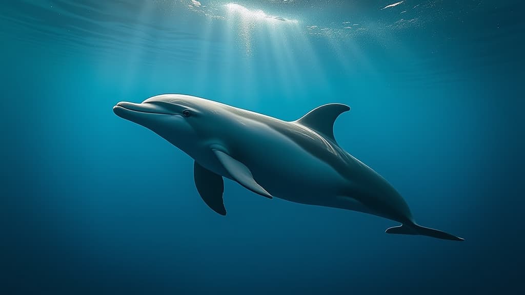  dolphin swimming gracefully underwater