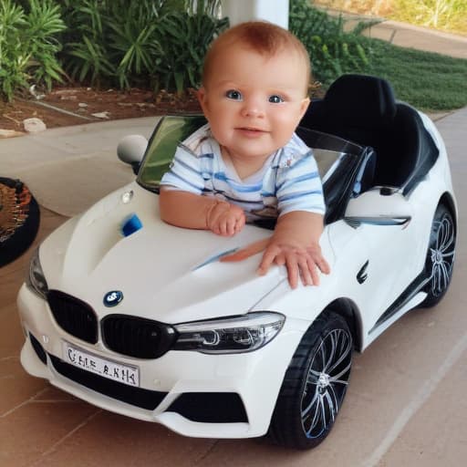 Bebe menino dirigindo uma BMW 550