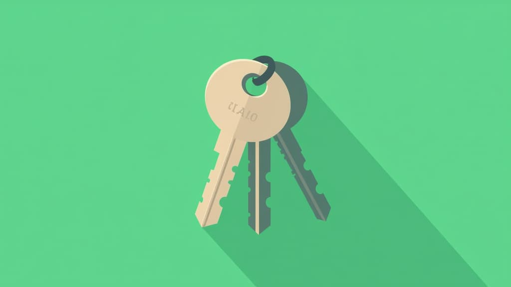  flat illustration, flaticon, (illustration:1.15), bunch of keys minimalism icon outline vector illustration on green background ar 16:9, [cory loftis, strobist, pascal campion :: 0.2]