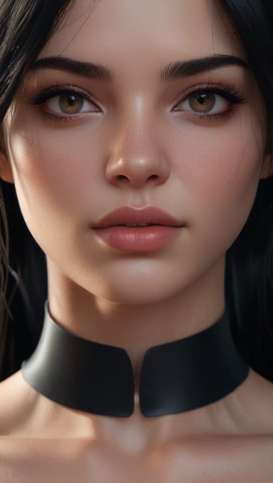 black long hair in and black collar on , trending on art station, (detailed face), ((upper body)), (front view),(masterpiece:1.4),(photorealistic:1.4),(high resolution),(exquisitely detailed),(beautiful detailed light),(ultra_color),(perfect anatomy),best quality,ultra high definition,(cinematic light),<lora:ClothingAdjuster3:-0.5>