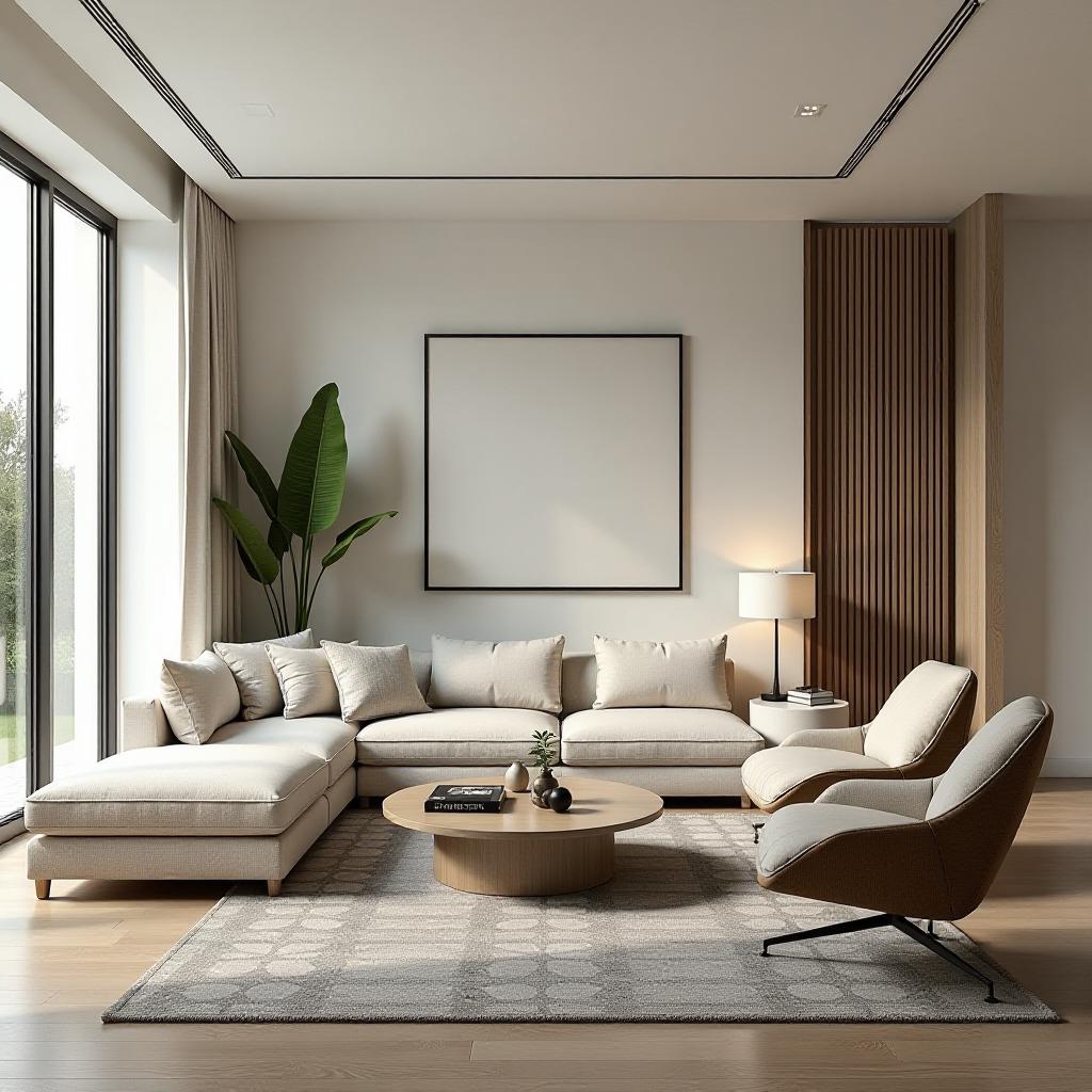  .create a photorealistic rendering of a modern interior living room