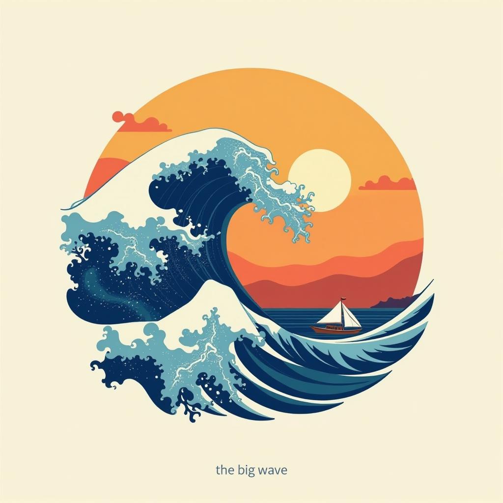  design a logo, onda surf nazarè , with the text 'the big wave'.