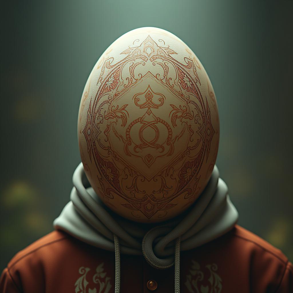  big egg hyperrealistic, full body, detailed clothing, highly detailed, cinematic lighting, stunningly beautiful, intricate, sharp focus, f/1. 8, 85mm, (centered image composition), (professionally color graded), ((bright soft diffused light)), volumetric fog, trending on instagram, trending on tumblr, HDR 4K, 8K