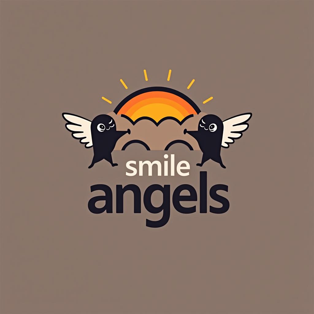  design a logo, in a geometric style. 水彩スタイル、水のロゴ、水色のグラデーションカラー、白背景。, with the text 'smile angels'.