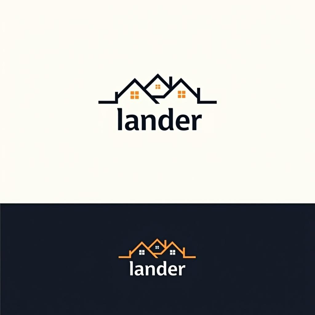  design a logo, minimal line logo in the theme of real estate, with the text ‘lander’