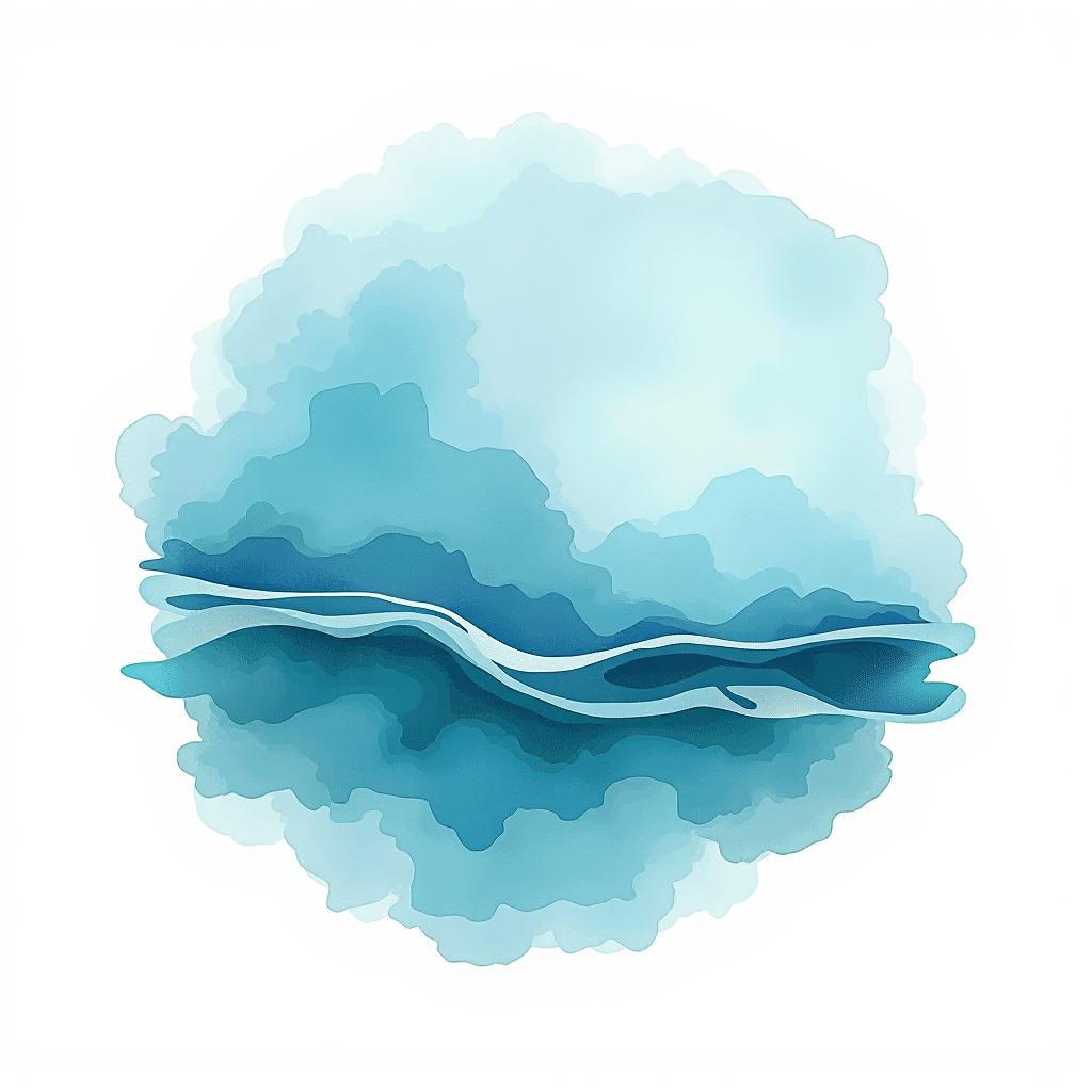  design a logo, watercolor style, logo, sea, blue teal colors, white background