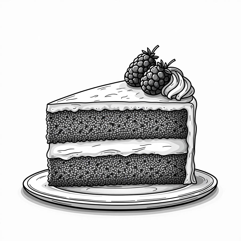  cake , (logo:1.15), black and white, hq, hightly detailed, 4k