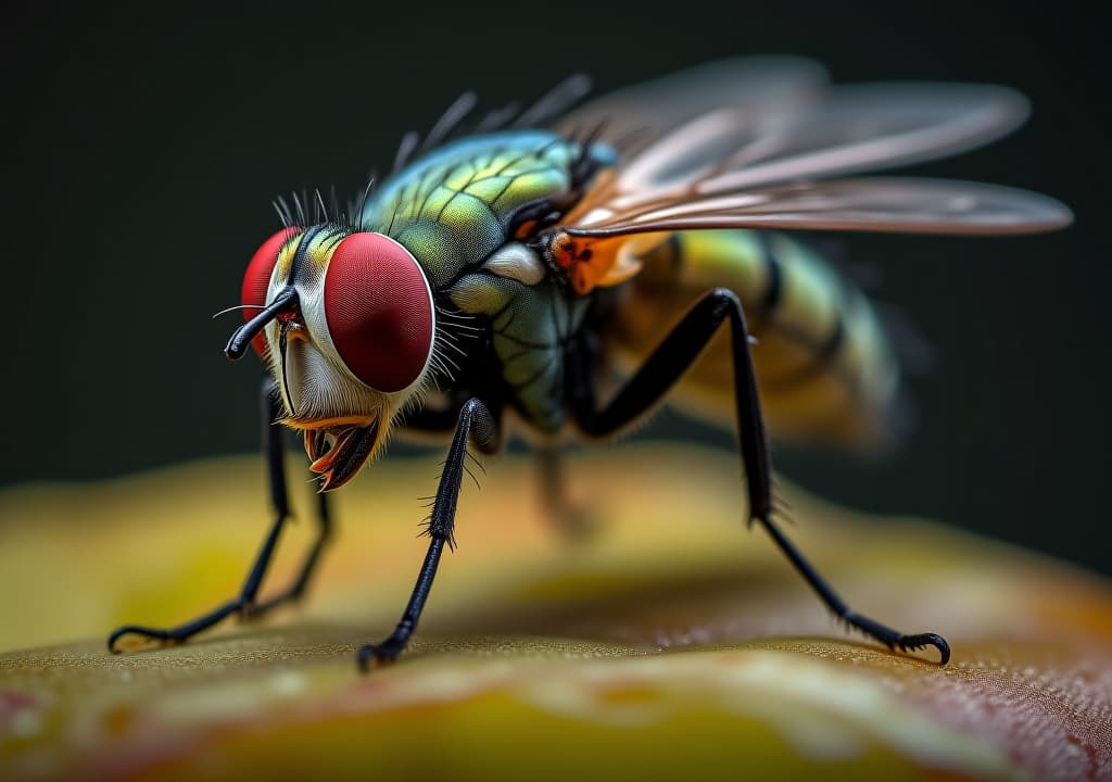  microscopic close up of realistic fly illustrated