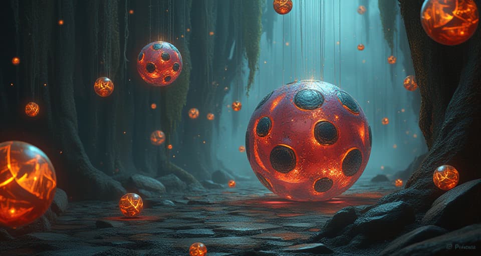  broken glowing orbs, discord woven lives. fragmented, impactful, ethereal consequences.. the style is digital art illustration,highly detailed, whimsical,magical, dreamlike atmosphere, realism and fantasy blend, smooth, glossy textures,luminous quality, wonder and enchantment.