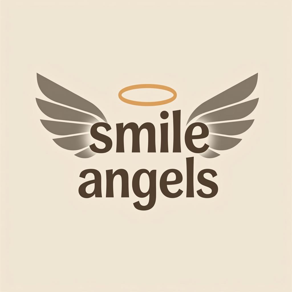  design a logo, in a geometric style. 水彩スタイル、水のロゴ、水色のグラデーションカラー、白背景。, with the text 'smile angels'.