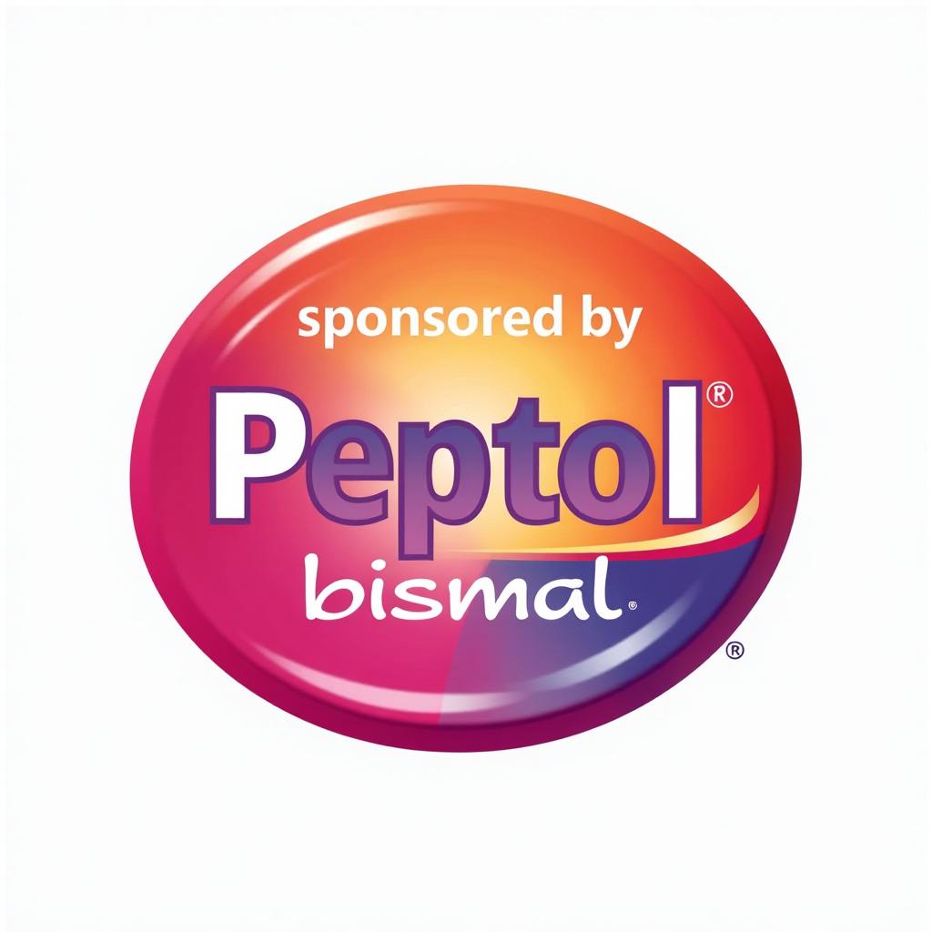  design a logo, sponsored by pepto bismal, with the text 'sponsored by pepto bismal'.