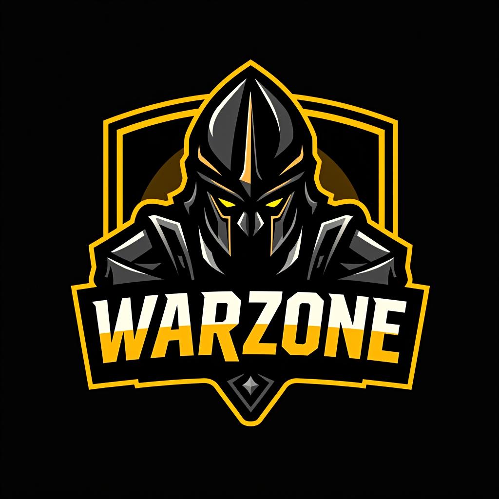  design a logo, esports logo, warrior theme, with text ‘warzone’, black and yellow color