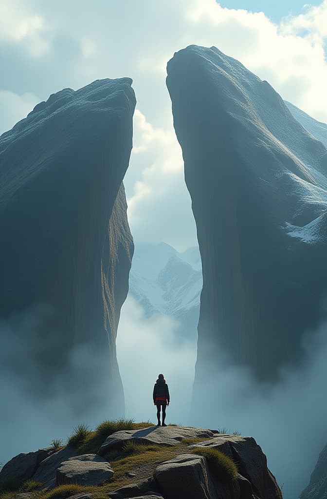  draw an illustration of two rock formations with a well hyperrealistic, full body, detailed clothing, highly detailed, cinematic lighting, stunningly beautiful, intricate, sharp focus, f/1. 8, 85mm, (centered image composition), (professionally color graded), ((bright soft diffused light)), volumetric fog, trending on instagram, trending on tumblr, HDR 4K, 8K