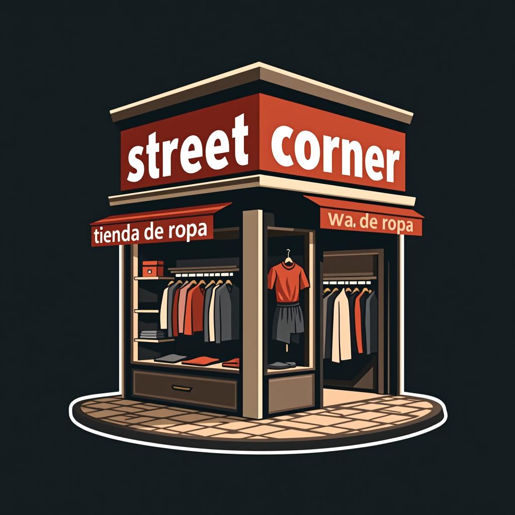  design a logo, tienda de ropa en una esquina , with the text 'street corner'.