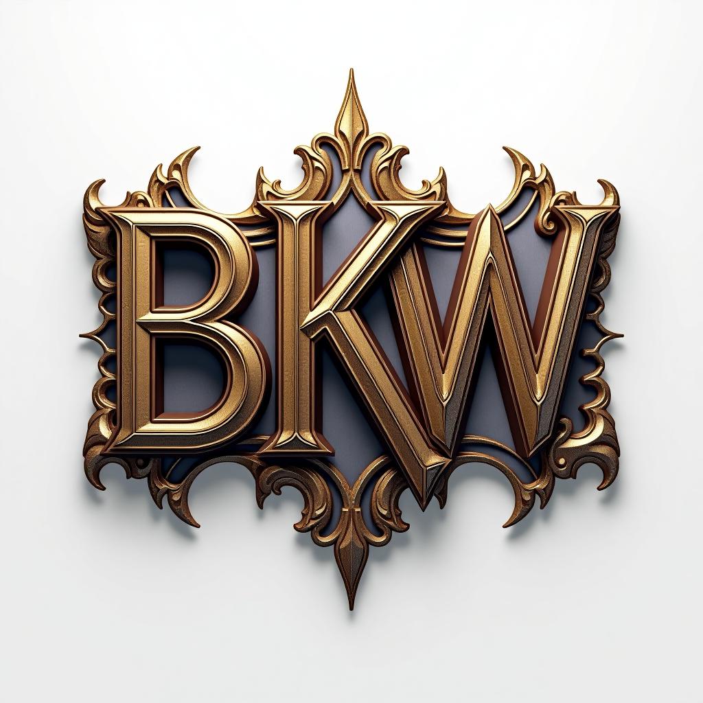  bkw logo, nice and impressive typography design, white backgroudhyper detail, intricate details, sharp focus, high resolution, 8k, ultra detailed, vib