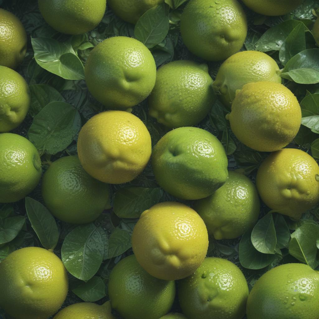 ((masterpiece)),(((best quality))), 8k, high detailed, ultra detailed, A pile of freshly picked green lemons, sunlight filtering through the leaves, droplets of water glistening on the smooth skin of the fruits hyperrealistic, full body, detailed clothing, highly detailed, cinematic lighting, stunningly beautiful, intricate, sharp focus, f/1. 8, 85mm, (centered image composition), (professionally color graded), ((bright soft diffused light)), volumetric fog, trending on instagram, trending on tumblr, HDR 4K, 8K