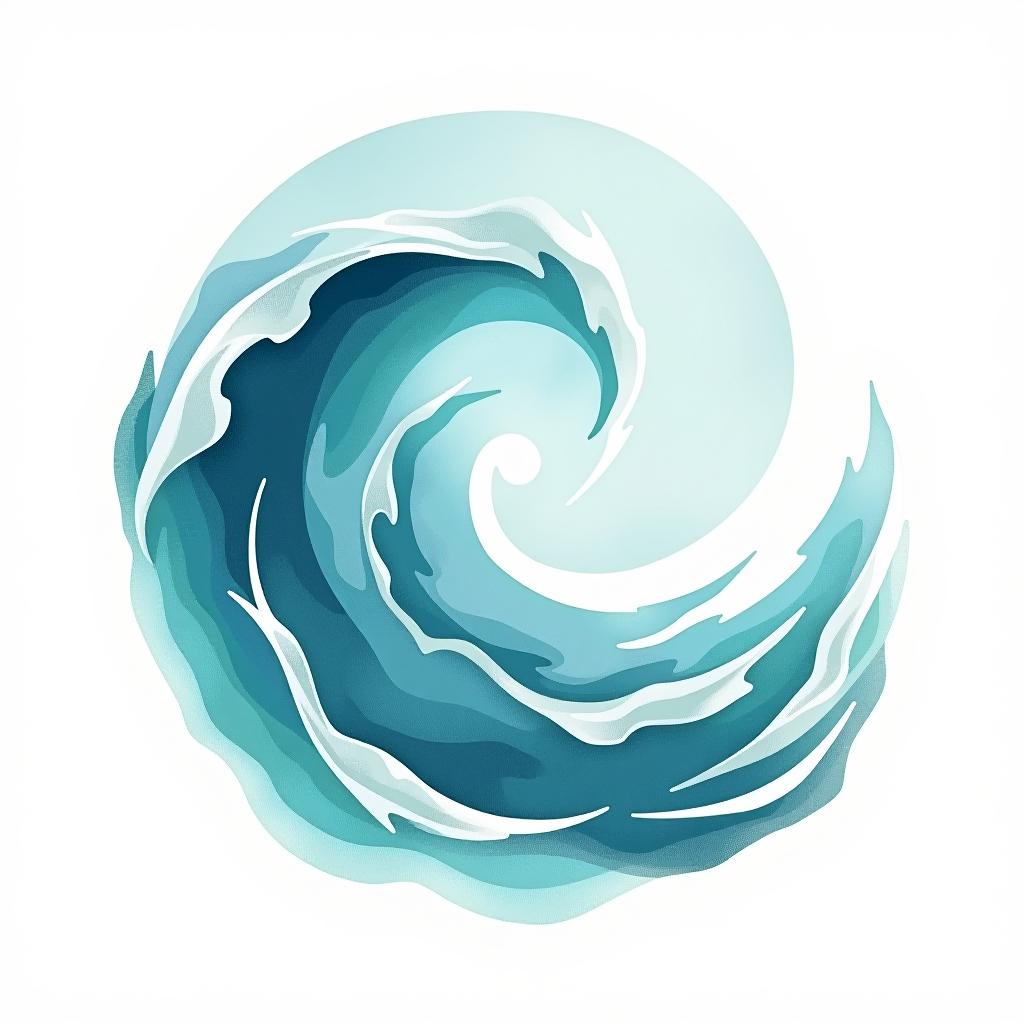  design a logo, watercolor style, logo, sea, blue teal colors, white background