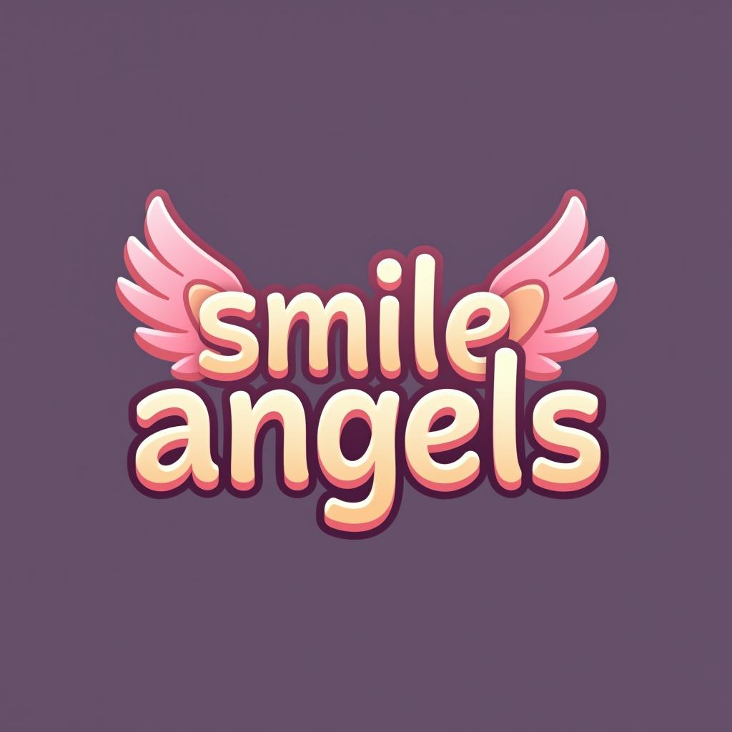  design a logo, in a threedrender style. 水彩スタイル、美しいのロゴ、白背景、かわいい。, with the text 'smile angels'.