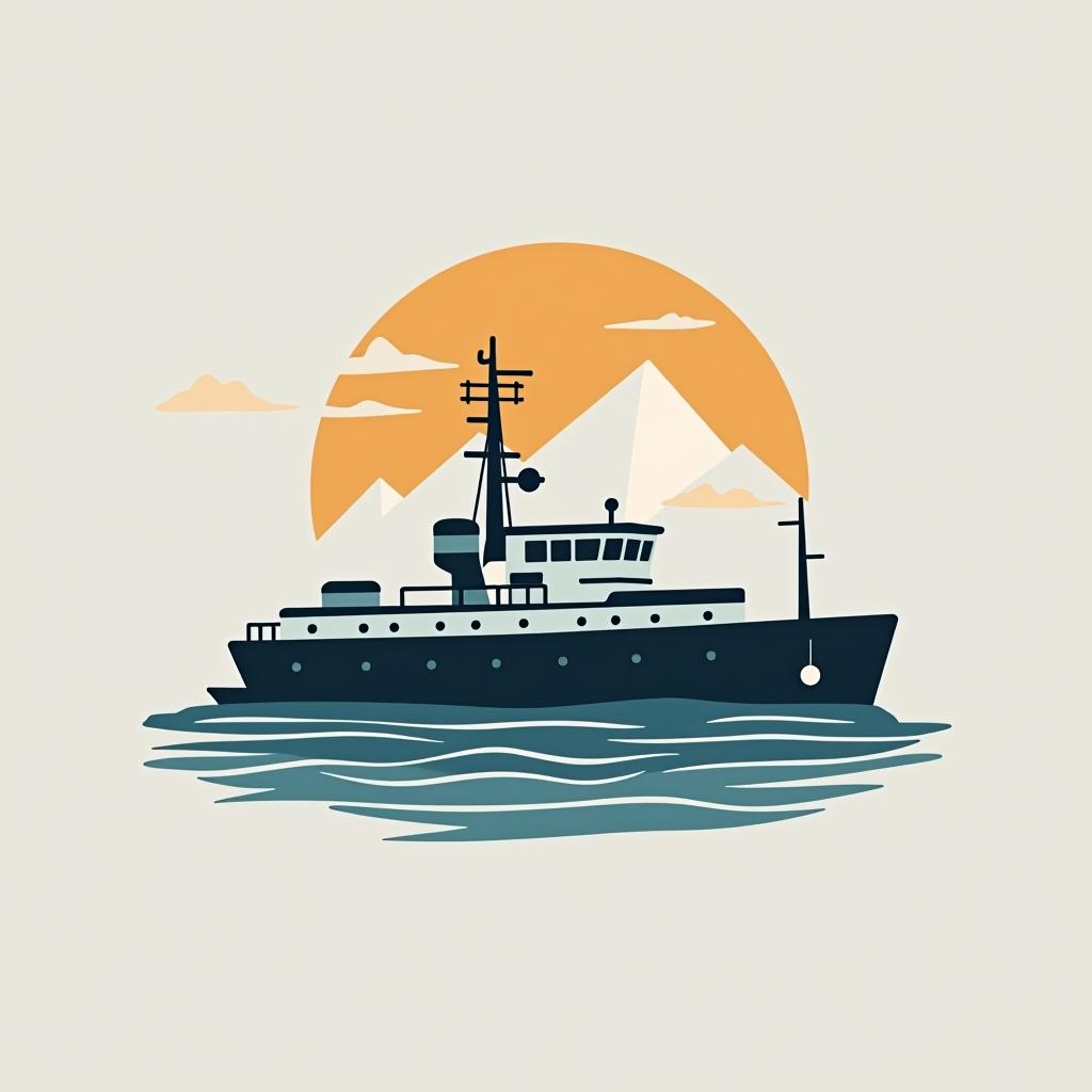  design a logo, an icebreaker boat and a light on minimalist