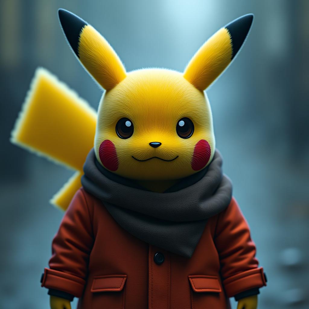  pikachu hyperrealistic, full body, detailed clothing, highly detailed, cinematic lighting, stunningly beautiful, intricate, sharp focus, f/1. 8, 85mm, (centered image composition), (professionally color graded), ((bright soft diffused light)), volumetric fog, trending on instagram, trending on tumblr, HDR 4K, 8K