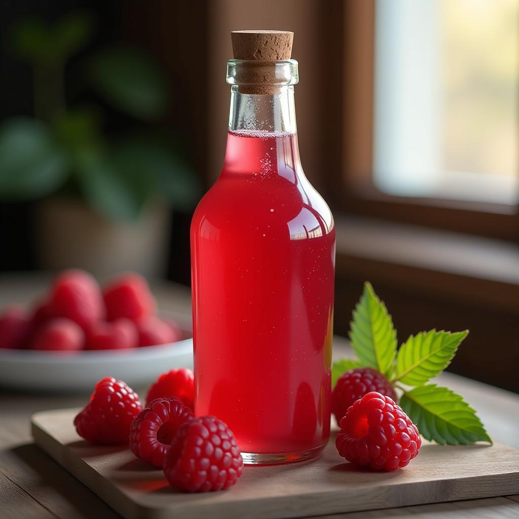  sweet homemade bottle raspberry gleep, high quality, high details, hd, perfect composition, 4k epic detailed, highly detailed, sharp focus, high resolution