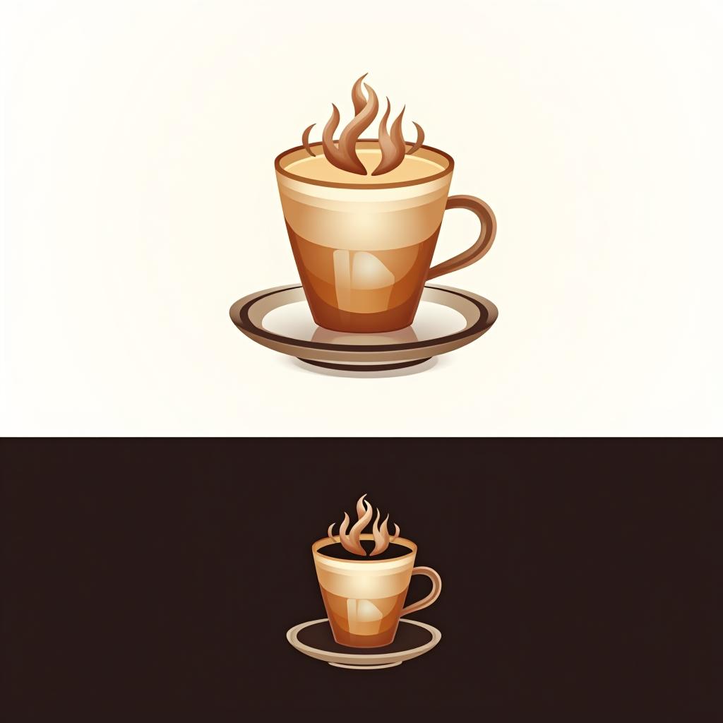  design a logo, watercolor style, logo of a coffee cup, brown gradient colors, white background