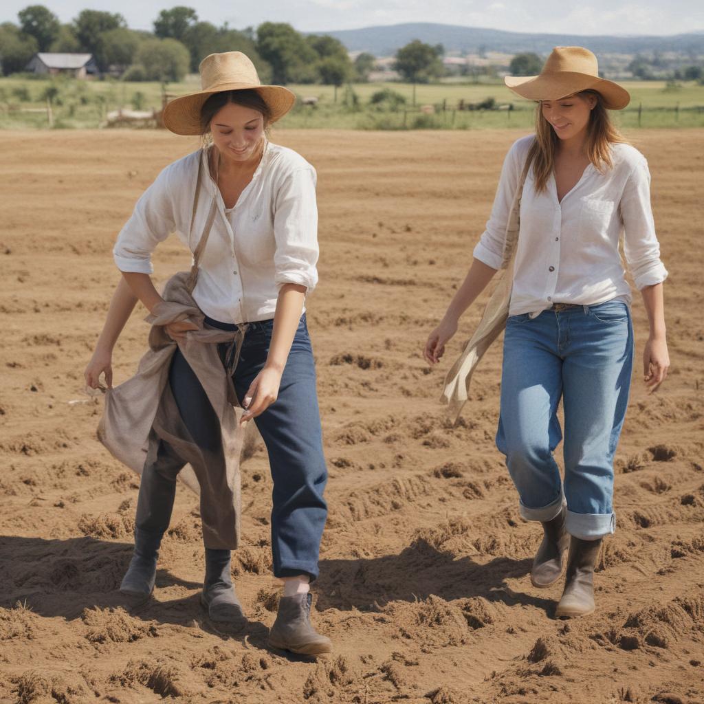 dibujo imagen mujeres en el campo recogiendo pasas