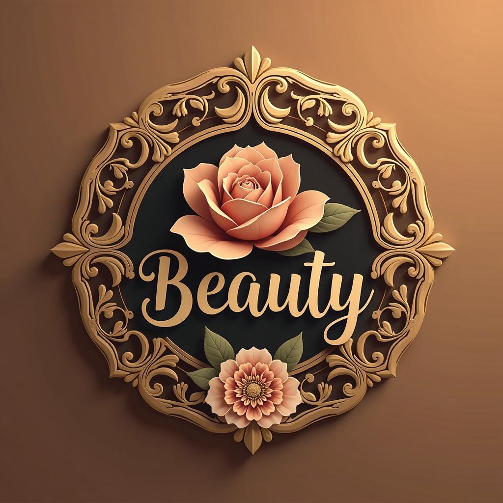  classic, timeless, and luxurious beauty logo design with graceful and refined typography and elegant floral vector hd on gold rgb background