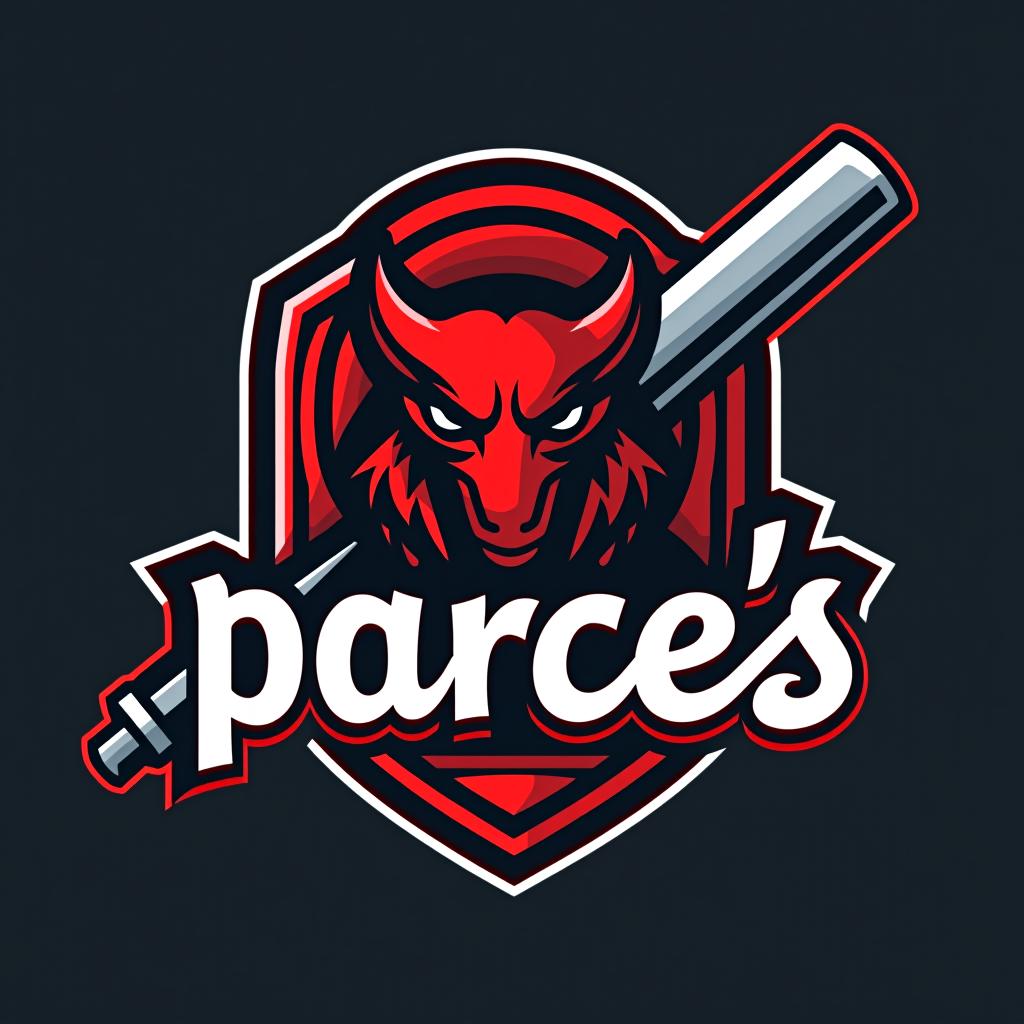  design a logo, logo para un equipo de béisbol que se llama parce’s y que tenga un triturador de pimienta y un compresor de aire, with the text 'parces'.