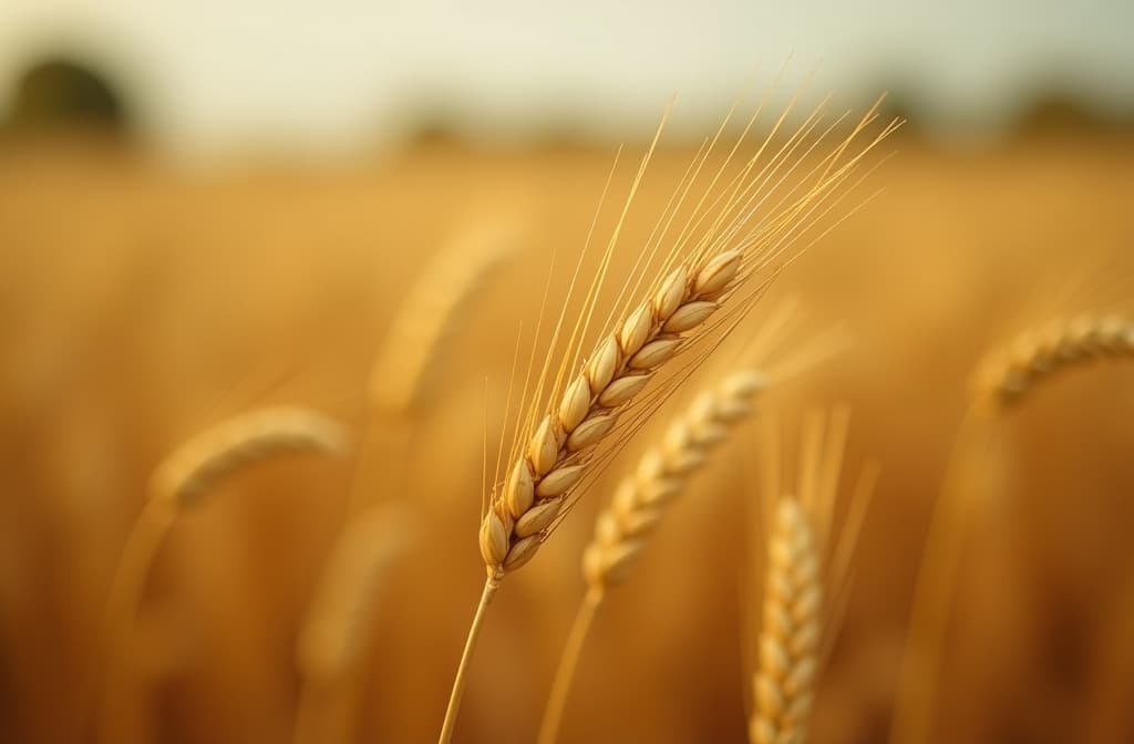  professional detailed photography, close up of golden ears of wheat in field, harvest, autumn ar 3:2, (muted colors, dim colors, soothing tones), (vsco:0.3)