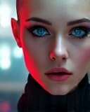  ultra realistic close up portrait ((beautiful pale cyberpunk female with heavy black eyeliner)), blue eyes, shaved side haircut, hyper detail, cinematic lighting, magic neon, dark red city, canon eos r3, nikon, f/1.4, iso 200, 1/160s, 8k, raw, unedited, symmetrical balance, in frame, 8k hyperrealistic, full body, detailed clothing, highly detailed, cinematic lighting, stunningly beautiful, intricate, sharp focus, f/1. 8, 85mm, (centered image composition), (professionally color graded), ((bright soft diffused light)), volumetric fog, trending on instagram, trending on tumblr, HDR 4K, 8K