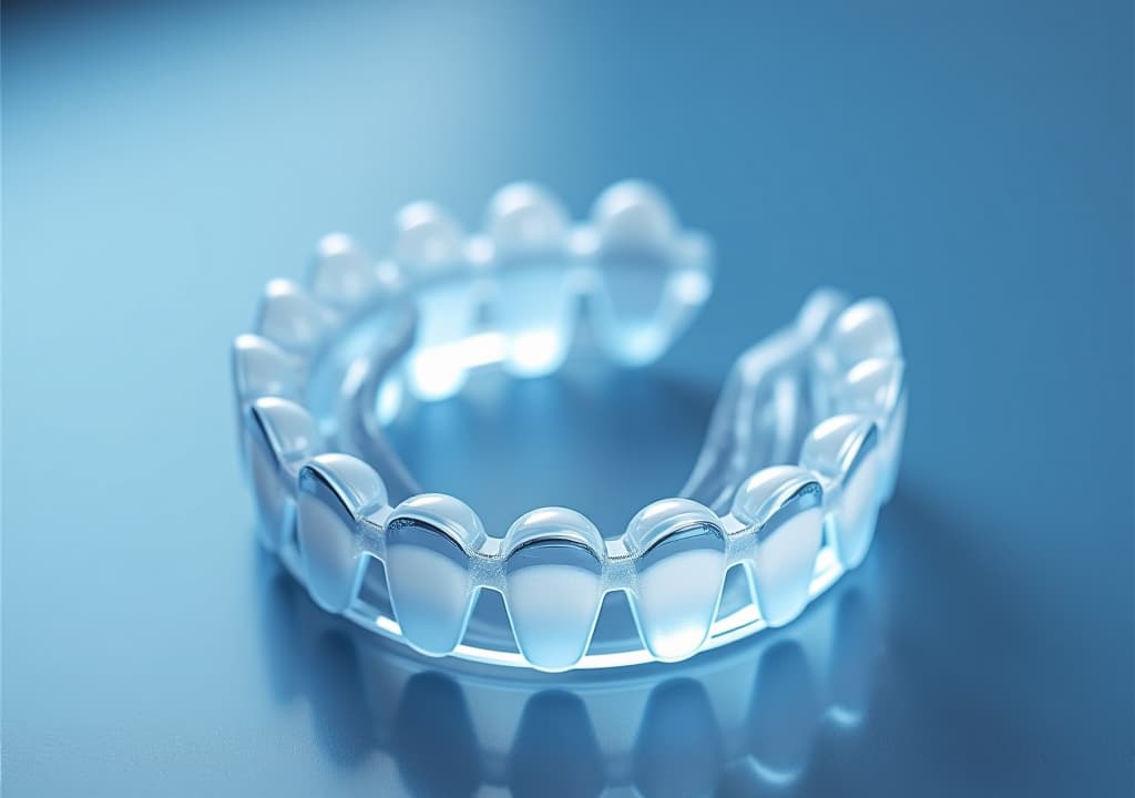  photo of a clear aligner dental night guard