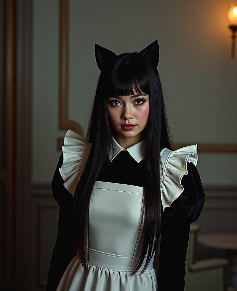  selena gomez as nekomusume gothic handmaid