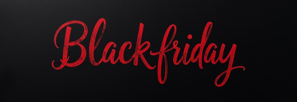  big red handwriting thin letters “black friday ” over black background, letter “i” in word “ friday” crossed out and above crossed out letter “i” letter “we” ar 3:1 {prompt}, maximum details