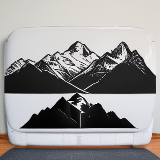 black rugged mountain range decal for car